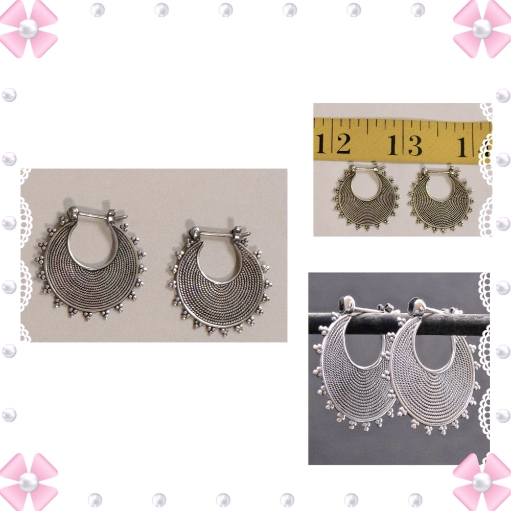 Earrings - sterling silver - circle - edgy - unique. Gently pre-loved -worn once - Picture 5 of 9